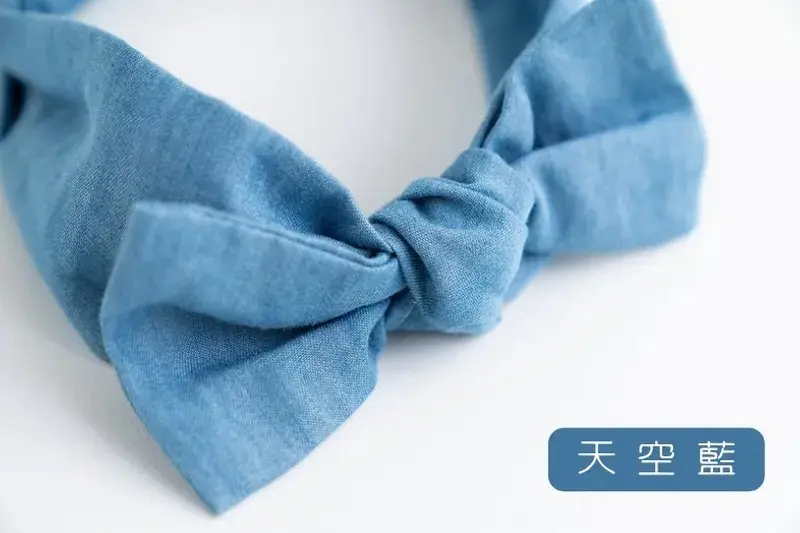 【日本 whip cream】天絲丹寧蝴蝶結髮帶#天空藍 Kids（孩童49~54cm）-天空藍,Kids（孩童49~54cm）
