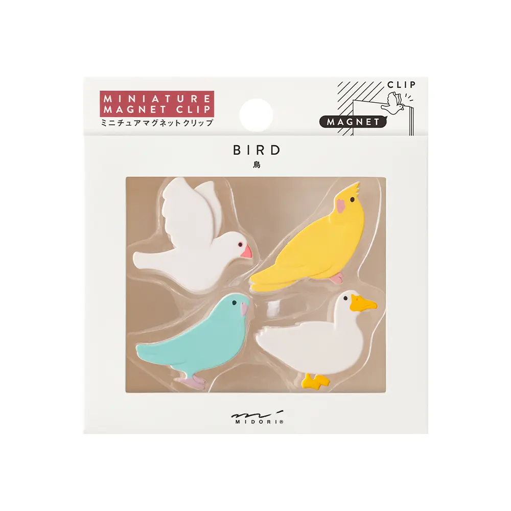 日本 MIDORI《Miniature Magnet 迷你造型磁鐵 4 入 II》#小鳥-小鳥